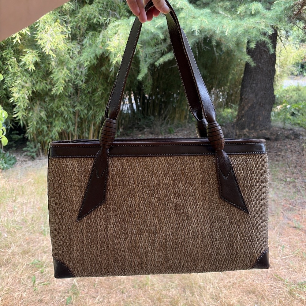 Vintage Leather Sunda Bay Woven Hand Bag Business 80s/90s